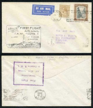 Bahamas 1930 First Flight Cover To Jamaica With 3d And 6d Stamps