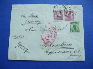 China Stamp Cover Shanghai To Germany Junk & Reaper Stamps