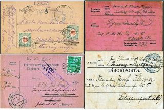 4 Ww1 Military Mail Feldpost Tabori Austria - Croatia - Hungary - Slovakia - Slovenia