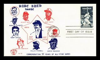 Us Cover Baseball All Star Games 50th Anniversary Babe Ruth Fdc Scott 2046