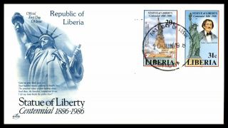 Mayfairstamps Liberia 1986 Statue Of Liberty Monument Art Craft First Day Cover