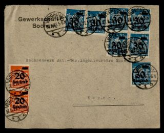 Dr Who 1923 Germany Surcharge Ovpt Block/pair To Essen E43714