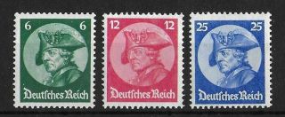 Germany Reich 1933 Nh Complete Set Of 3 Michel 479 - 481 Cv €320 Vf