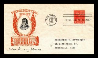 Dr Jim Stamps Us John Quincy Adams Presidential Series Fdc Cover Scott 811