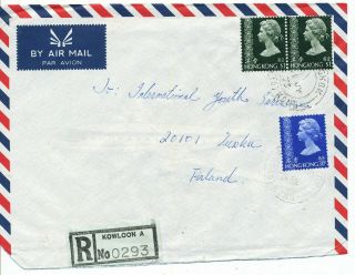 Hong Kong 1973 - 82 Kowloon A - E Registration Label On 5 Cover To Finland