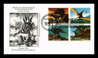 Dr Jim Stamps Us Dinosaurs Begin Adventure Collect Stamps Fdc Cover Block Of 4