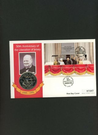 Jersey 1995 50th Anniversary Of The Liberation Of Jersey Coin First Day Cover