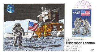 2419 $2.  40 20th Anniversary First Moon Landing,  Collins Hand Painte [e542634]