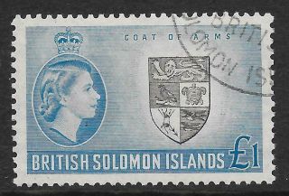British Solomon Islands 1958 £1 Black & Blue Sg 96 (very Fine)