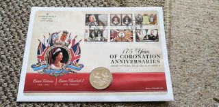 175 Years Coronation Anniversaries 2013 Mercury Fdc Isle Of Man Crown Coin Cover