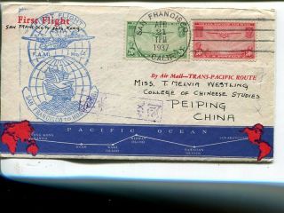 Usa First Flight Cover San Francisco - Hong Kong 21.  4.  1937,  Addressed To China