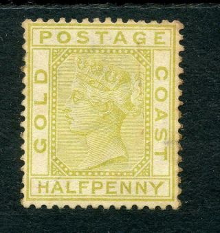 Gold Coast 1883 Crown Ca ½d Olive - Yellow Sg9 Mm Cat £275 - See Desc