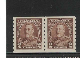 King George V Pictorial Issue.  2c Coil Pair Never Hinged.  Unitrade 229