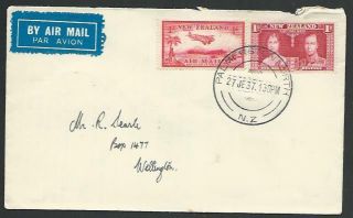 Zealand 1937 First Flight Cover Palmerston North - Wellington. .  56795