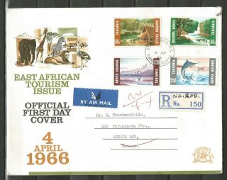 Kenya - Uganda - Tanzania 1966 East African Tourism Issue Fdc Posted To Athens