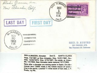 Discontinued Post Office Dpo 1953 Almaden Ca,  P.  O.  Almaden California
