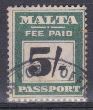 Malta 1966 Passport Fee 5 Shillings Consular Revenue Stamp
