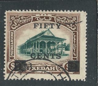Kedah 1919 50c On $2 Green & Brown Fu Sg 24 Cat £80