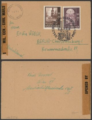Austria 1948 - Cover To Berlin Germany - Censor D97