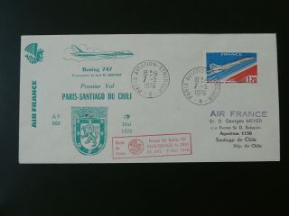 Concorde Stamp On First Flight Cover Paris To Santiago Chile Air France 1976