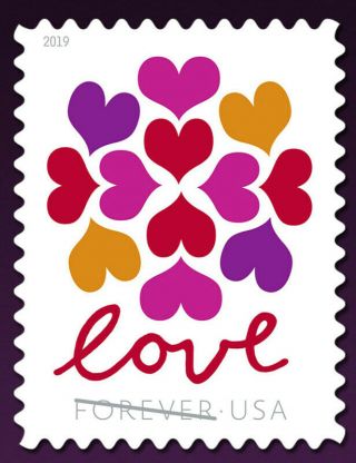 Usps Hearts Blossom 5 X 20 = 100 Us Ps 2019 Forever Postage Stamps.