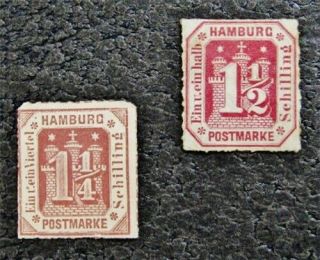Nystamps German States Hamburg Stamp 24 25 Og H $53