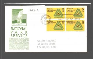 A2zed Us Fdc 25 Aug 1966 1314 Anderson National Park Service Yellowstone Block