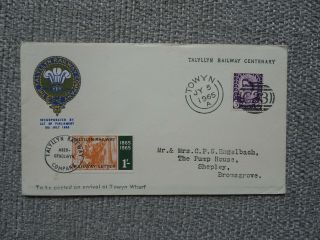 Rare Talyllyn Railway 1/ - Parcel & Railway Letter Stamp On Cover Dated 1965.