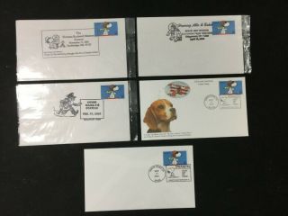 Treasure Coast Tcstamps 5x Peanuts Snoopy Fdc First Day Issue Covers 266