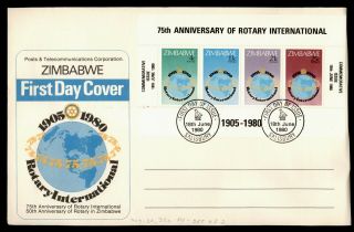 Dr Who 1980 Zimbabwe Rotary International S/s Fdc C132860