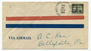 Dh - Usa York 1926 Early Airmail Cover To Bellefonte Pa - Roessler Cover Ffc