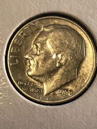 Usa Antique 10 Cent Silver Coin 1958 Roosevelt Dime