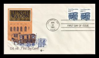 Dr Jim Stamps Us Lunch Wagon Transportation Coil First Day Cover Craft Pair