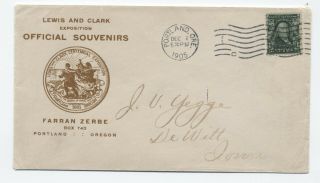 1905 Portland Or Farran Zerbe Ad Cover Lewis And Clark Expo Souvenirs [4914]