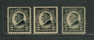 Us Sc 610 - 612 M/h/vf,  Harding Stamps Glazed Og,  Cv.  $20