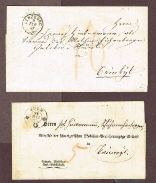 Switzerland Postal History Stampless Kulm Lenzburg (by1,  4