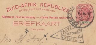 BOER WAR 1902 CENSOR postal card PRETORIA - NEWPORT ENGLAND 2