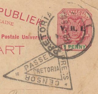 BOER WAR 1902 CENSOR postal card PRETORIA - NEWPORT ENGLAND 3