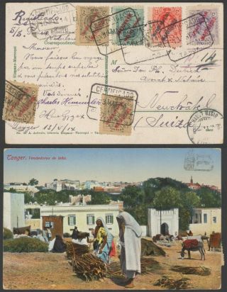 Spanish Morocco 1914 - Registered Postcard To Neuchatel Switzerland 11111/531