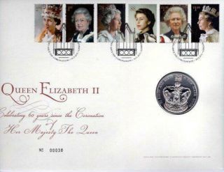 Queen Elizabeth 60 Years Fdc 30 - 5 - 13 Shs,  Brilliant Unc 2013 £5 Coin F11