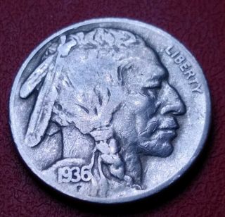 Usa 1936 Rare Coin Five Cent Buffalo Grade /s47