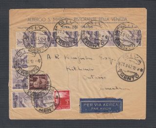 Italy 1947 Multiple Issues On Airmail Cover Riva To Kitchener Ontario Canada