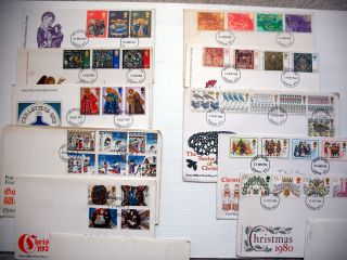 Christmas Uk First Day Covers From 1970,  1971,  72,  73,  74,  75,  76,  77,  78 & 1980