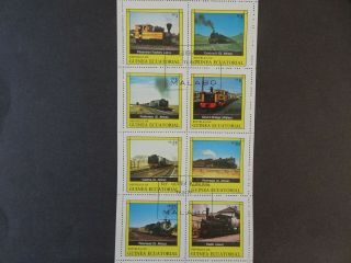 Set Of Steam Locomotives And Railway Stamps From Equatorial Guinea