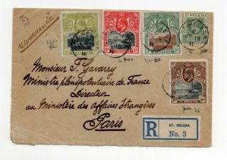 British Colonies St Helena,  1911 Registered Cover To France