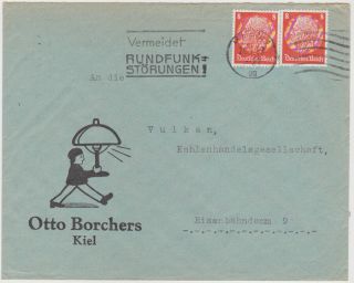 Germany Dr 1937 Illustr.  Commerc.  Local Cover Kiel 2 Nd.  Rate