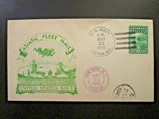 China 1948 Us Navy Asiatic Fleet Cover / China Stamp / Us & China Cds - Z5759