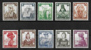 Germany Reich 1935 Nh I Complete Set Of 10 Michel 588 - 597 Cv €180 Vf