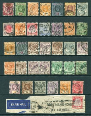 Old Straits Settlements Kgv - Kgvi 35 X Stamps With Singapore Pmks