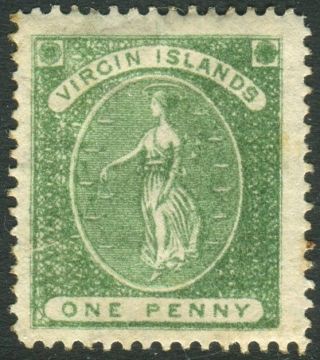 British Virgin Islands - 1878 1d Green Upright Watermark Mounted Sg 22b